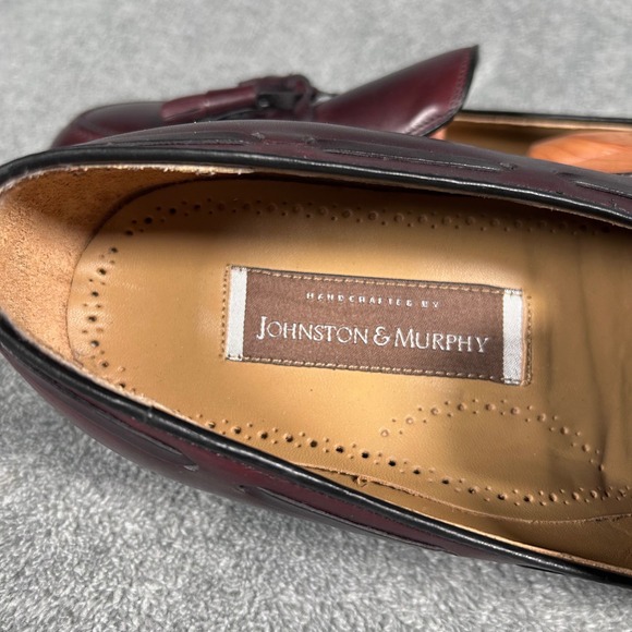 Johnston & Murphy Mens Tassel Loafers Burgundy Leather Dress Shoes 8.5 3E EEE main image 5
